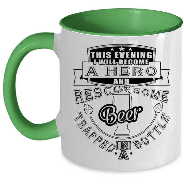 Funny Coffee Mug, Rescued Some Beer Trapped In A Bottle Accent Mug