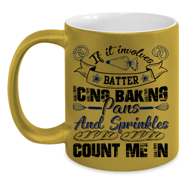 Funny Baking Coffee Mug, Batter Icing Baking Pans And Sprinkles Accent Mug