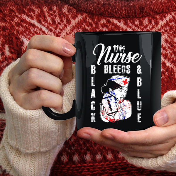This Nurse Black Bleeds And Blue Coffee Mug, Cool Nurses Coffee Cup