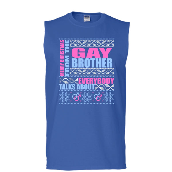 Merry Christmas From The Gay brother T Shirt, Coolest Gay Brother T Shirt, Cool T Shirt (Men's Cotton Sleeveless)