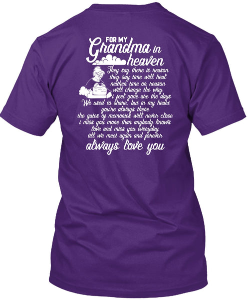 For My Grandma In Heaven T Shirt, Love You T Shirt