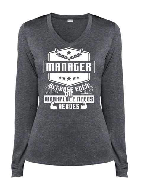 Being A Manager T Shirt, I Love My Life T Shirt, Cool Shirt (Ladies LS Heather V-Neck)