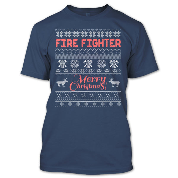 Fire Fighter Merry Christmas T Shirt, Coolest Firefighter T Shirt