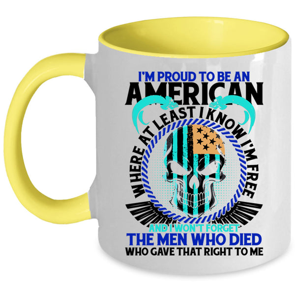Cool American Flag Coffee Mug, I'm Proud To Be An American Accent Mug