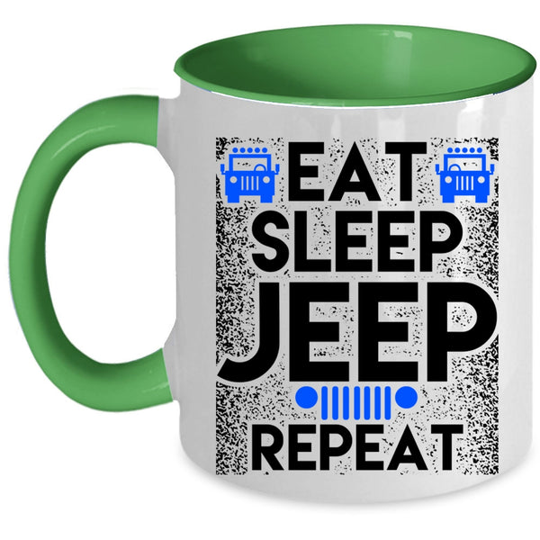 Awesome Jeep Coffee Mug, Eat Sleep Jeep Repeat Accent Mug