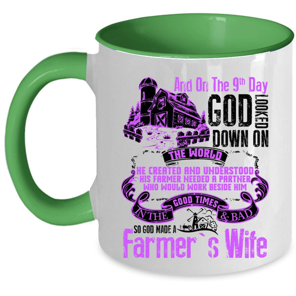 Funny Farmer's Wife Coffee Mug, On The 9th Day God Made A Farmer's Wife Accent Mug