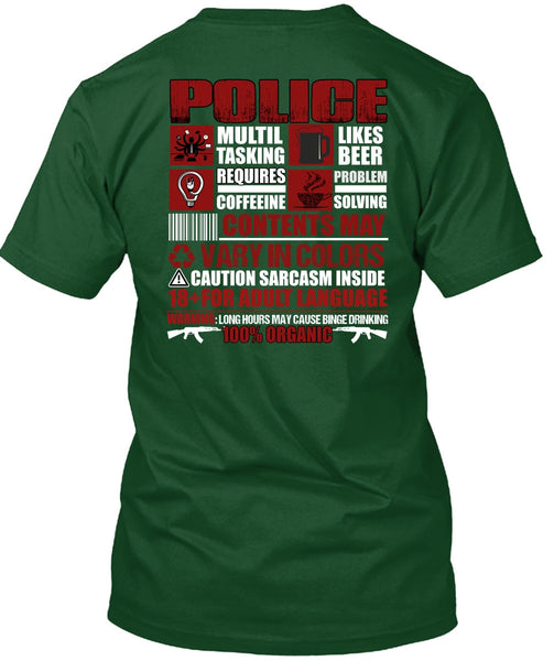 Police Multitasking T Shirt, Likes Beer T Shirt