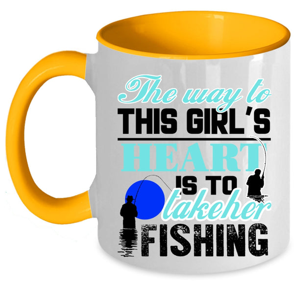 Take Her Fishing Coffee Mug, The Way To This Girl's Heart Accent Mug