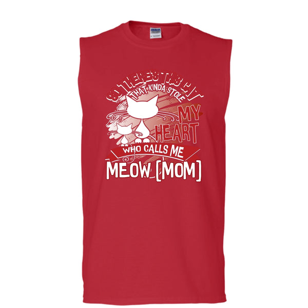 Never Underestimate T Shirt, Who Calls Me Meow Mom Tank Top (Men's Cotton Sleeveless)