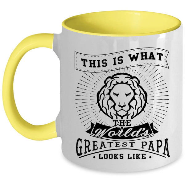 Funny Papa Coffee Mug, What The World's Greatest Papa Looks Like Accent Mug