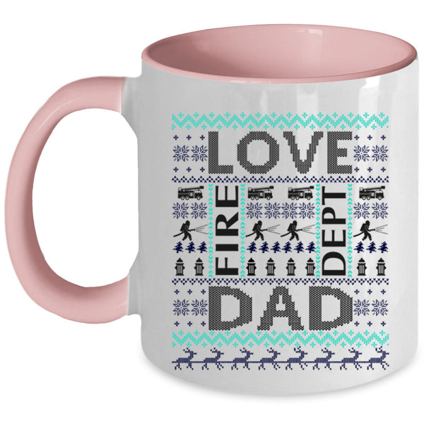 Cute Firefighter Coffee Mug, Love Dad Accent Mug