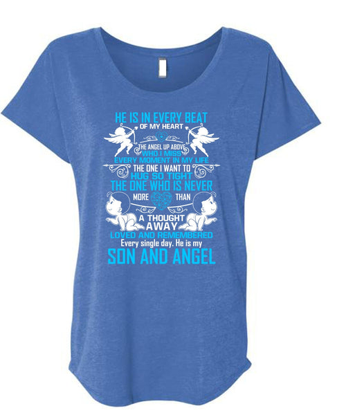 Beat Of My Heart T Shirt, Son And Angel T Shirt, Cool Shirt (Ladies' Triblend Dolman Sleeve)
