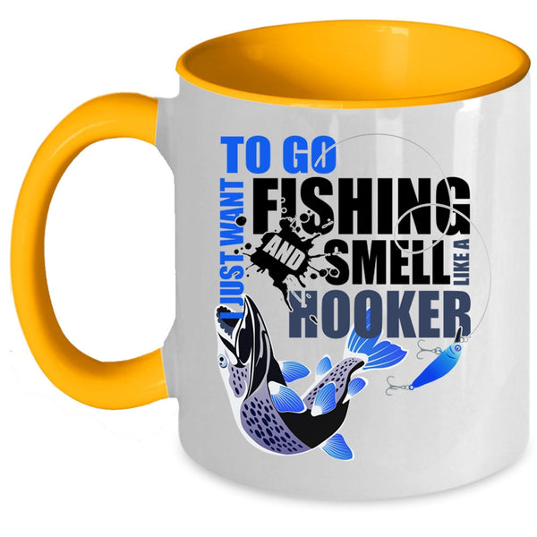 Awesome Fishing Coffee Mug, I Just Want To Go Fishing Accent Mug