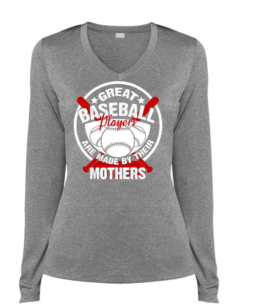 Great Baseball Player T Shirt, Being A Mother T Shirt, Cool Shirt (Ladies LS Heather V-Neck)