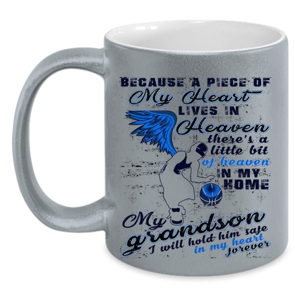 My Grandson Coffee Mug, A Piece Of My Heart Lives In Heaven Accent Mug