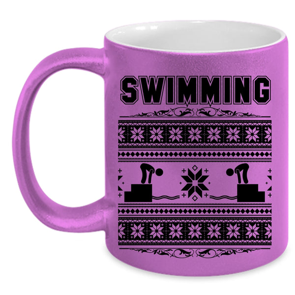 Noel Christmas Coffee Mug, Swimming Accent Mug