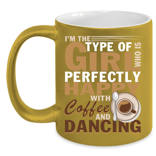 Pretty Girls Coffee Mug, Happy With Coffee And Dancing Coffee Cup