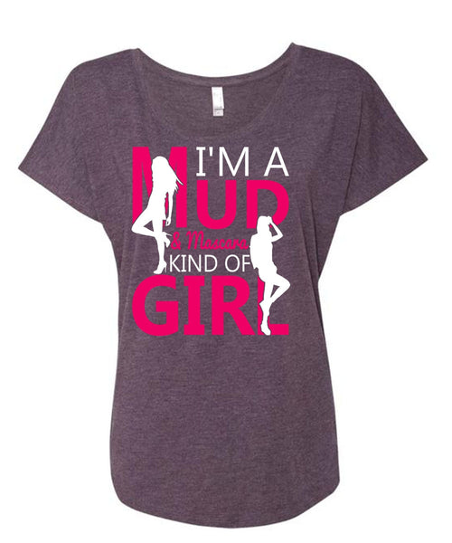 I'm A Mud T Shirt, Mascara Kind Of Girl T Shirt, Cool Shirt (Ladies' Triblend Dolman Sleeve)