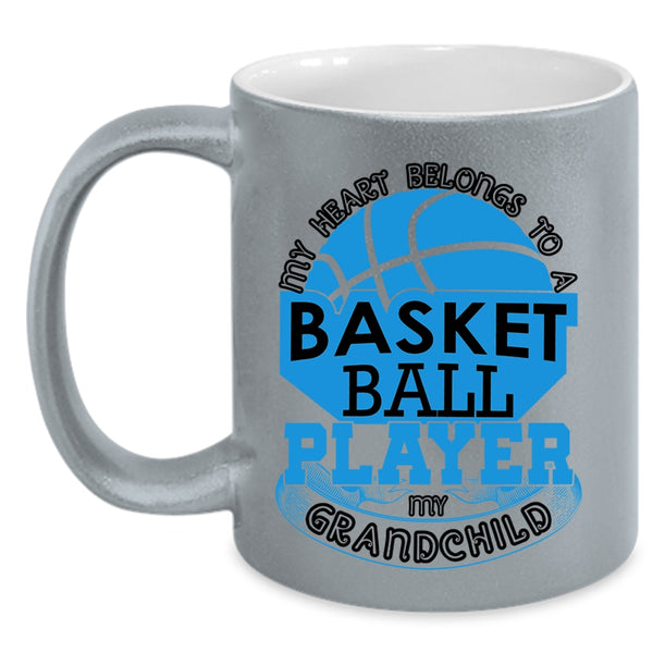 My Grandchild Coffee Mug, My Heart Belongs To A Basketball Player Accent Mug
