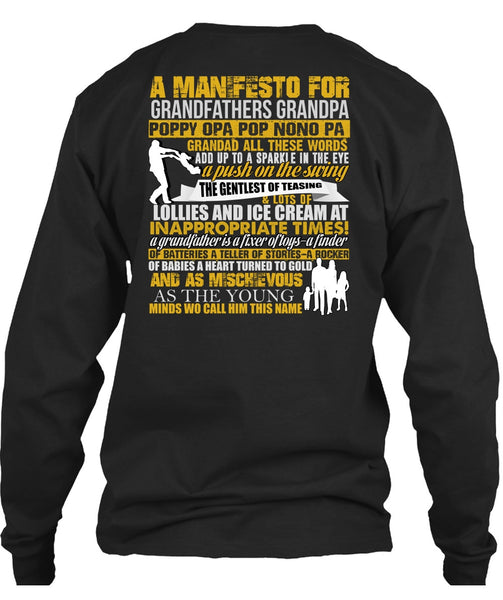 A Manifesto For Grandfathers Grandpa T Shirt, Being A Papa T Shirt