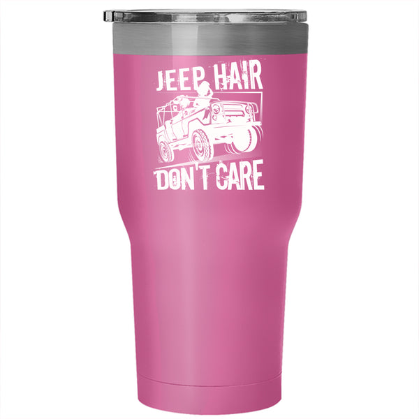 Jeep Hair Don't Care Tumbler 30 oz Stainless Steel, Cool Gift For Jeep Driver Travel Mug