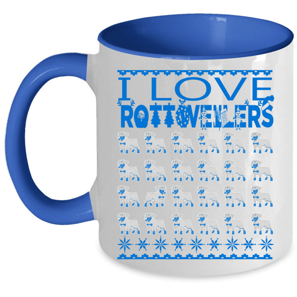 Christmas Gift For Dog Lovers Coffee Mug, I Love Rottweilers Accent Mug
