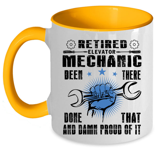 Cool Retirement Coffee Mug, Retired Elevator Mechanic Accent Mug