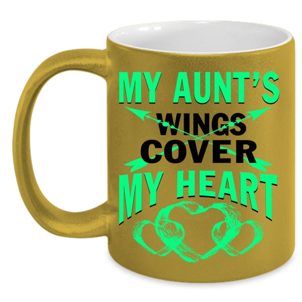 Cute Aunt Coffee Mug, My Aunt's Wings Cover My Heart Accent Mug