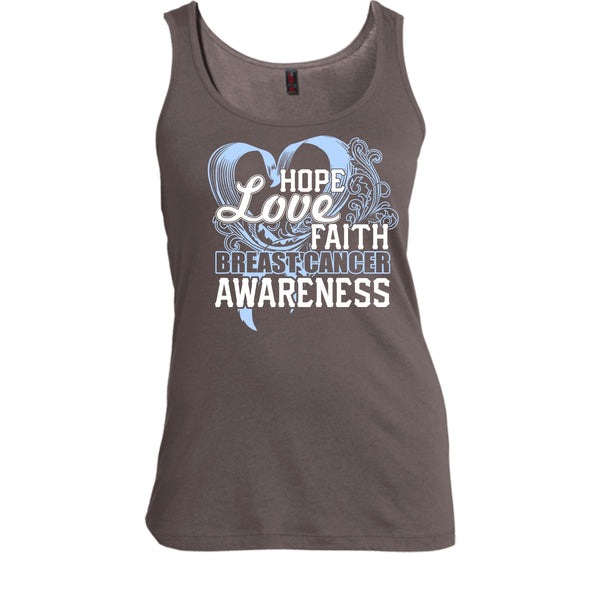 Hope Love Faith T Shirt, Breast Cancer Awareness Tank Top