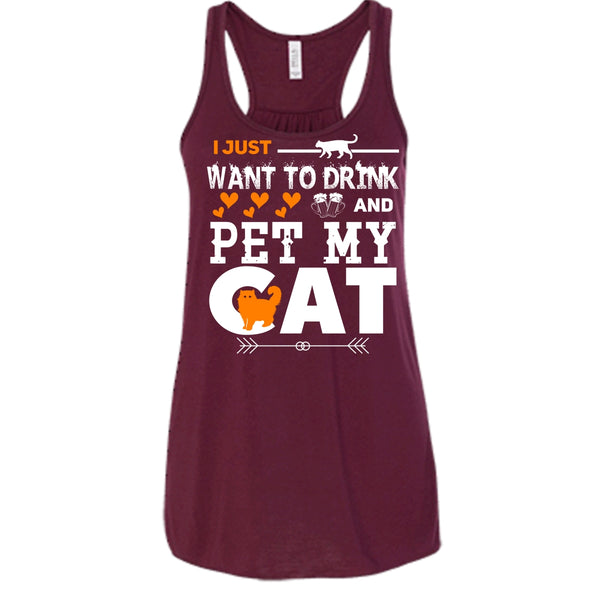 I Just Want To Drink And Pet My Cat Shirt, Cool Cat Shirt