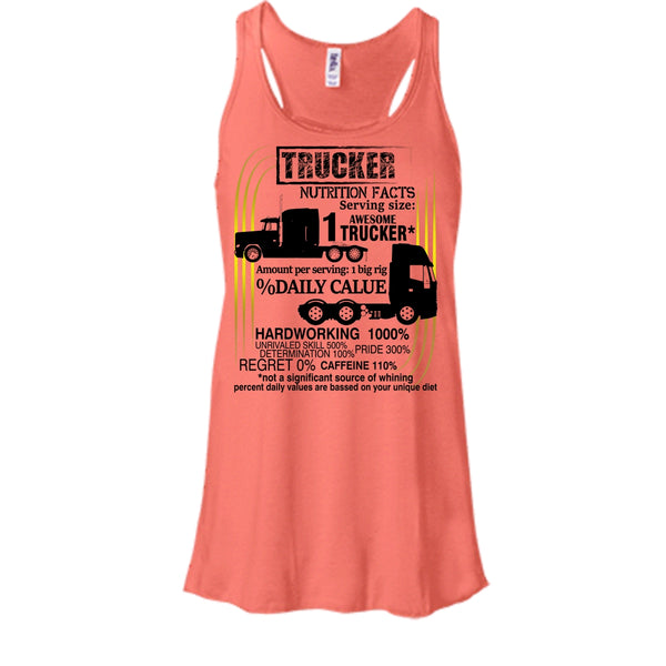 Trucker Nutrition Facts T Shirt, Coolest Trucker Tank Top