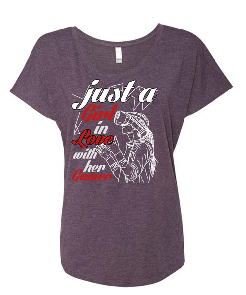 Just A Girl In Love With Her Gamer T Shirt, Being A Gamer T Shirt, Cool Shirt (Ladies' Triblend Dolman Sleeve)