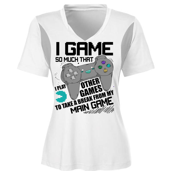 I Game T Shirt, I Play Other Games T Shirt, Cool Shirt (Ladies LS Heather V-Neck)