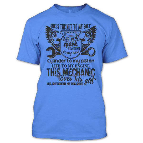 She Is The Nut To My Bolt T Shirt, Coolest Mechanic Husband T Shirt