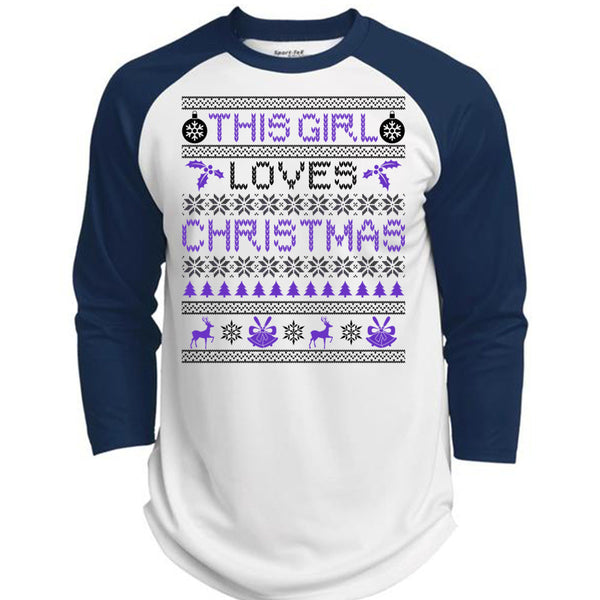 This Girl Loves Christmas T Shirt, Noel Christmas T Shirt, Awesome T-Shirts  (Polyester Game Baseball Jersey)