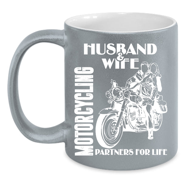 Husband And Wife Coffee Mug, Motorcycling Partners For Life Coffee Cup