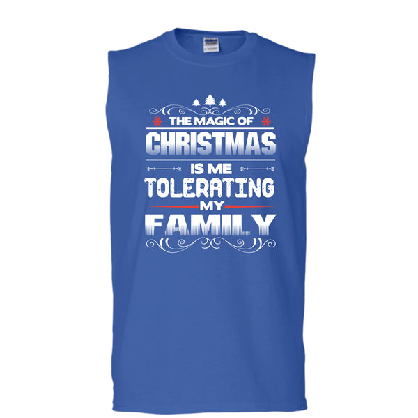 The Magic Of Christmas T Shirt, Tolerating My Family T Shirt, Cool Tank Top (Men's Cotton Sleeveless)