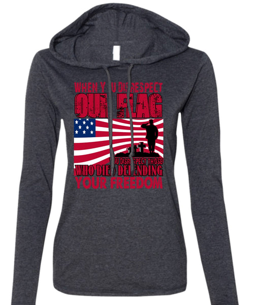 Defending Your Freedom T Shirt, Being A Veteran T Shirt (Anvil Ladies Ringspun Hooded)