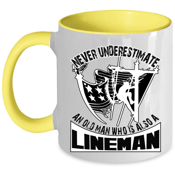 Awesome Grandpas Coffee Mug, An Old Man Is A Lineman Accent Mug