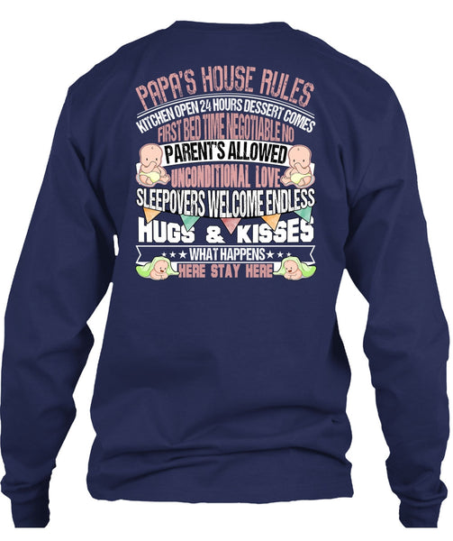 Papa's House Rules T Shirt, Hugs And Kisses T Shirt