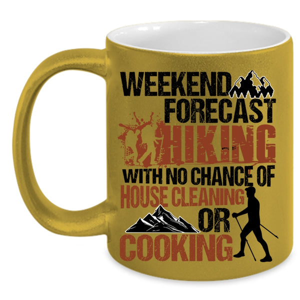 I Love Hiking Coffee Mug, Weekend Forecast Hiking Accent Mug