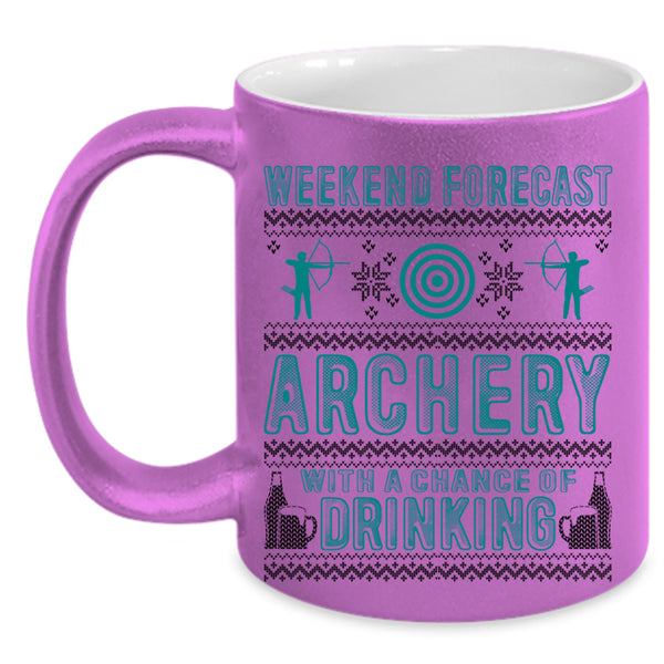 Chance Of Drinking Coffee Mug, Weekend Forecast Archery Accent Mug