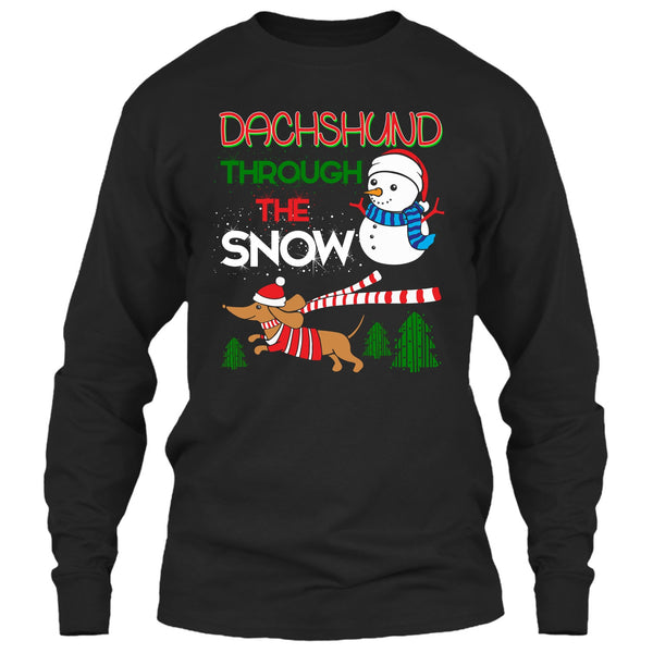 Dachshund Through The Snow T Shirt, Coolest Merry Christmas T Shirt
