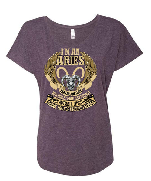 I'm An Aries T Shirt, Thank You For Understanding T Shirt, Cool Shirt (Ladies' Triblend Dolman Sleeve)