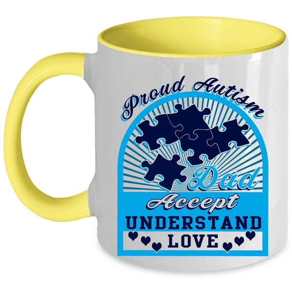 Accept Understand Love Coffee Mug, Proud Autism Dad Accent Mug