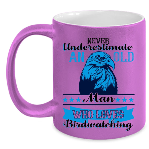 Funny Grandpa Coffee Mug, An Old Man Loves Birdwatching Accent Mug