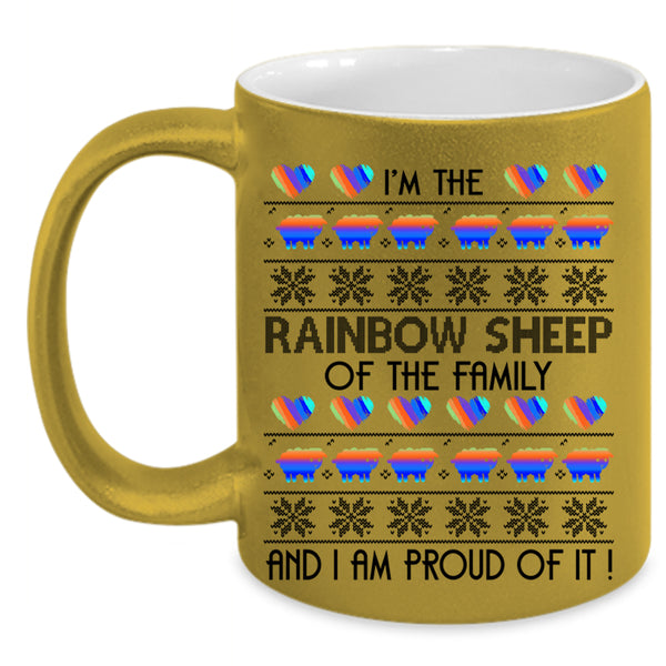 I Am Proud Of It Coffee Mug, Rainbow Sheep Of The Family Accent Mug