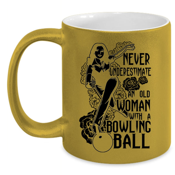 Cool Grandma Coffee Mug, An Old Woman With A Bowling Ball Accent Mug