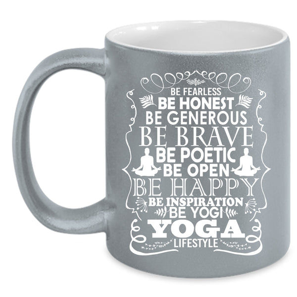 Be Happy Be Yogi Coffee Mug, Yoga Lifestyle Coffee Cup