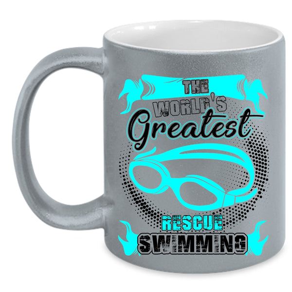 Funny Swimming Coffee Mug, The World's Greatest Rescue Swimming Accent Mug
